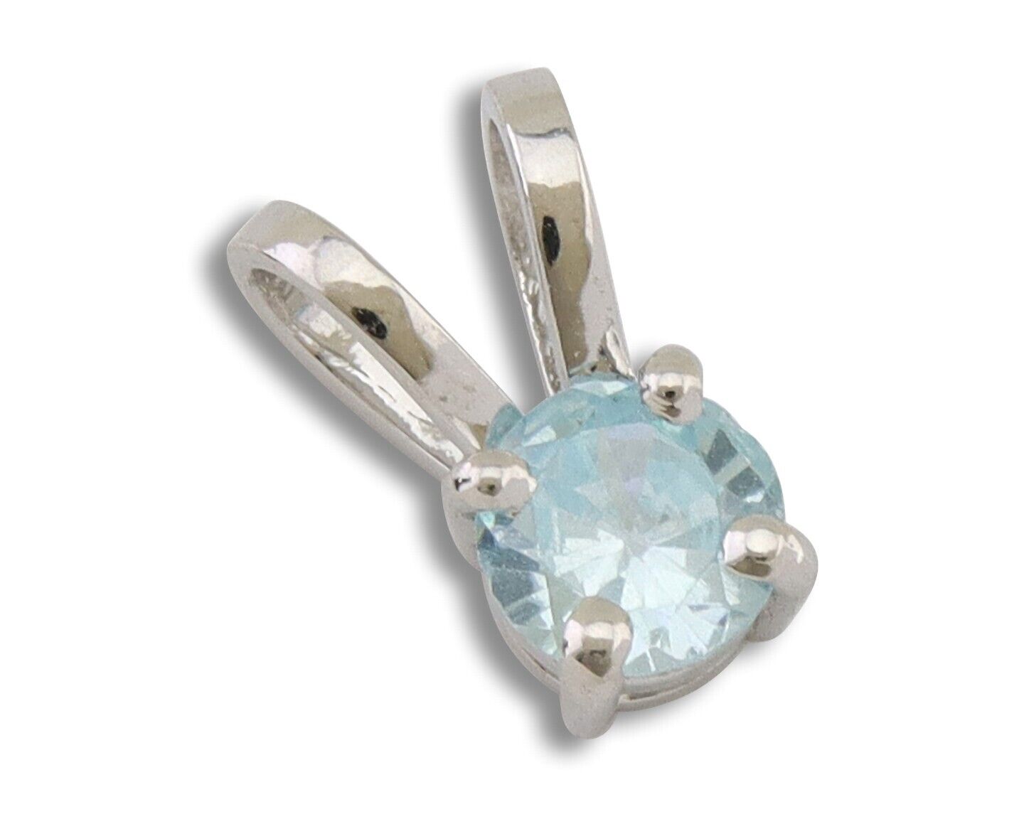 March Birthstone Pendant Set in 14k Solid White Gold
