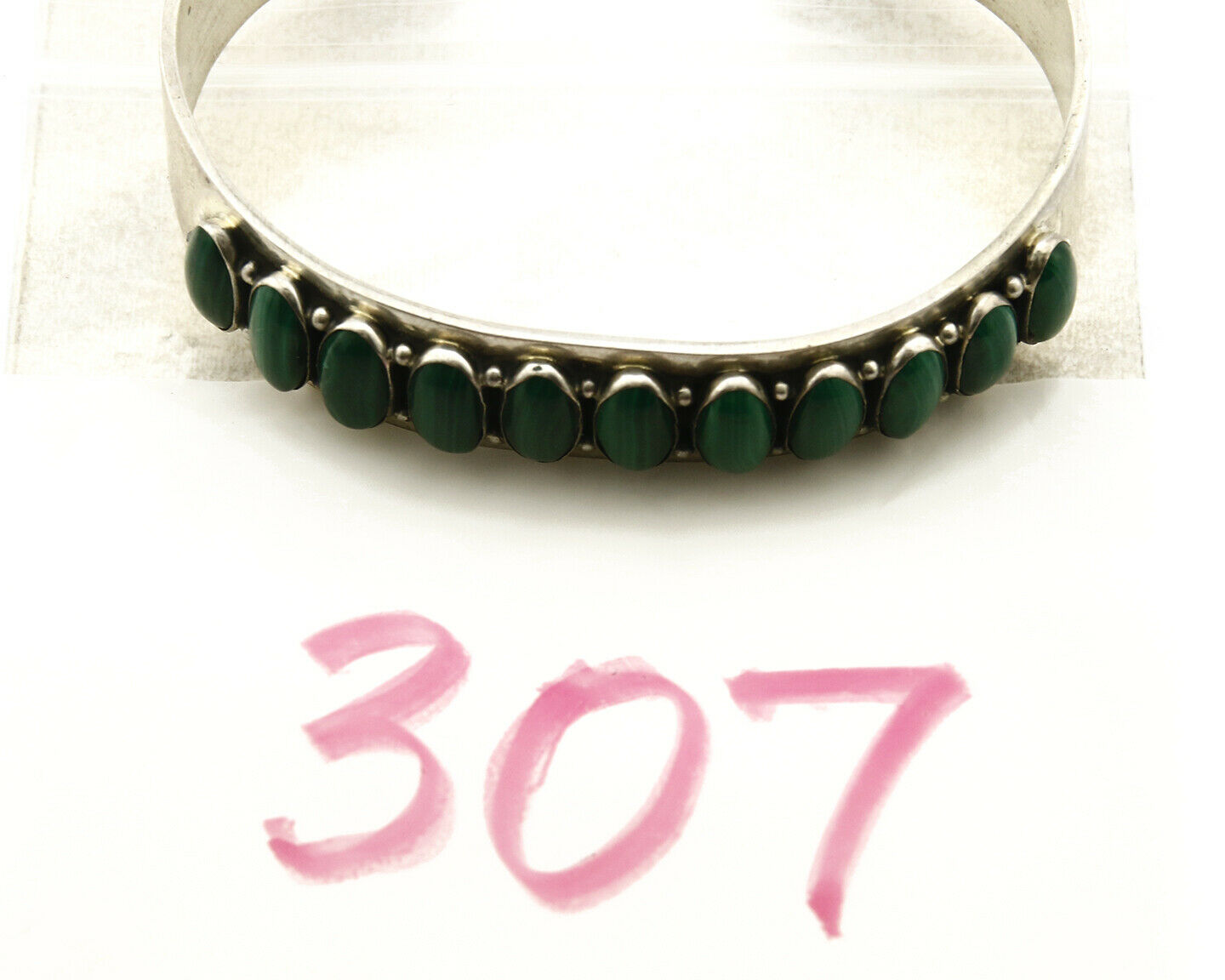 Navajo Bracelet .925 Silver Natural Malachite Artist J.W. Toadlena C.80's