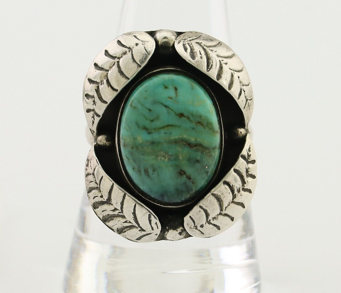Navajo Ring 925 Silver Natural Turquoise Native American Artist C.80's