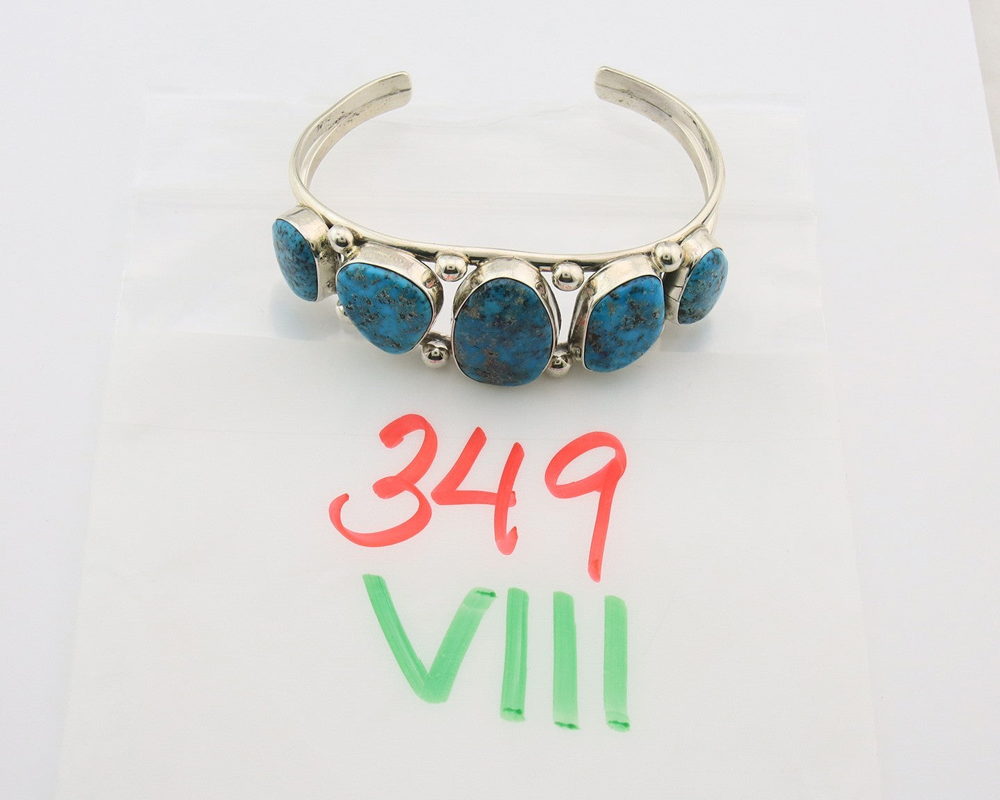Navajo Bracelet Sterling Silver Handmade Turquoise Artist Signed TAHE