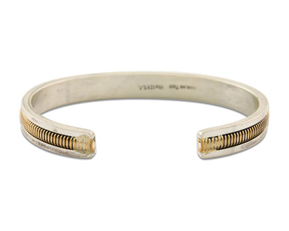 Navajo Bracelet 925 Silver & 12k Yellow Gold Filled Signed TAHE C.80's