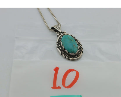 Navajo Necklace 925 Silver Natural Turquoise Sun Stamp C.80s