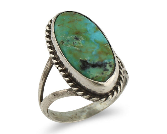 Navajo Ring 925 Silver Kingman Turquoise Artist Native American Signed C.80's