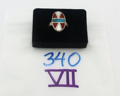 Vintage Zuni Ring Sterling Silver Authentic Gemstone Handmade Size 6.5
