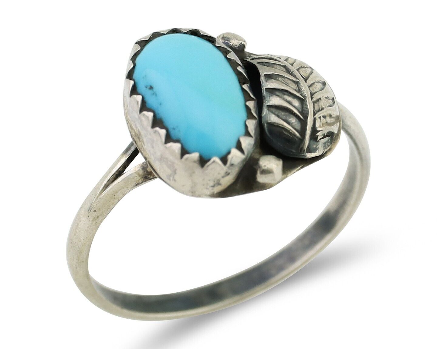 Navajo Ring 925 Silver Sleeping Beauty Turquoise Native American Artist C.80's