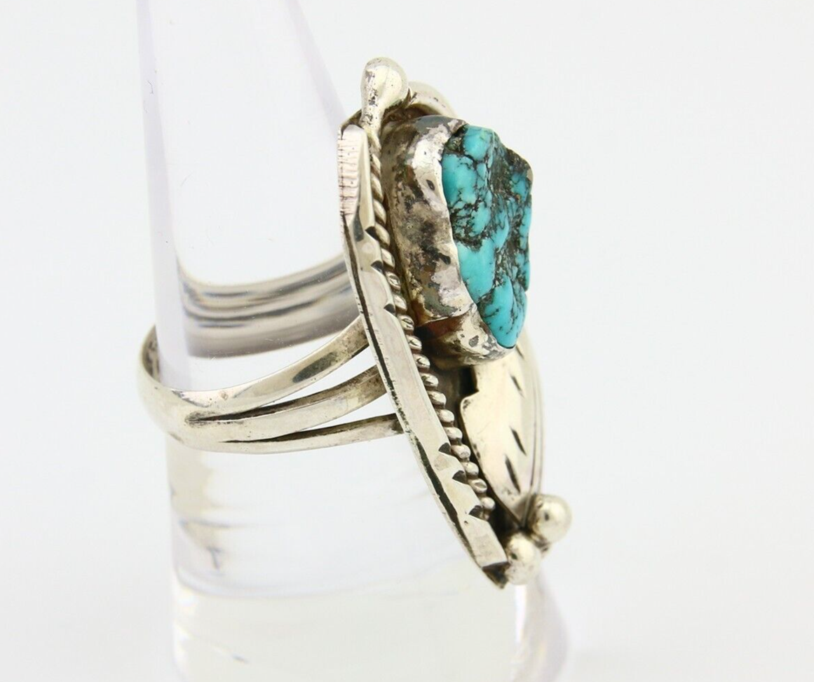 Navajo Ring 925 Silver Blue Tuquoise Signed David Garcia Size 8.0