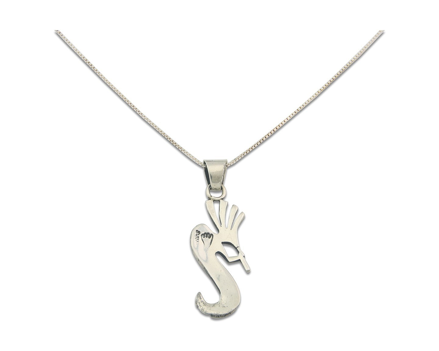 Navajo Kokopelli Necklace Sterling Silver Natural Gemstone Vintage Signed Paw