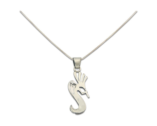Navajo Kokopelli Necklace Sterling Silver Natural Gemstone Vintage Signed Paw