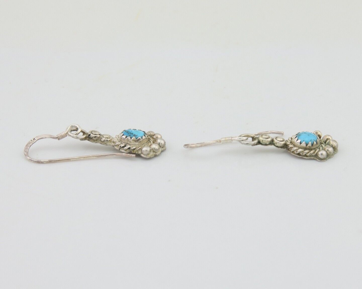 Navajo Earrings 925 Silver Blue Turquoise Artist Signed DB C.80's