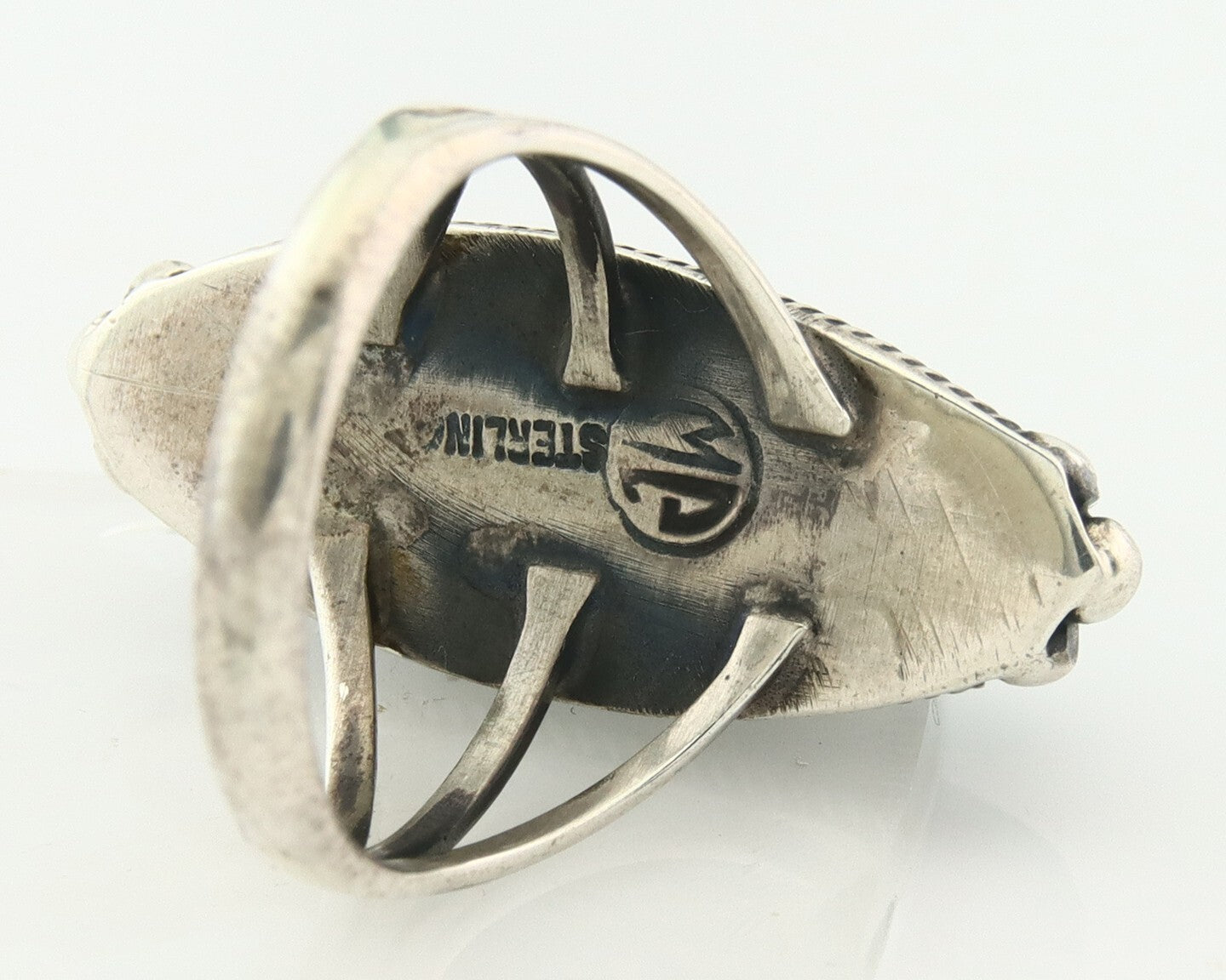 Vintage Navajo Ring 925 Sterling Silver Turquoise Signed MP Size 6.25