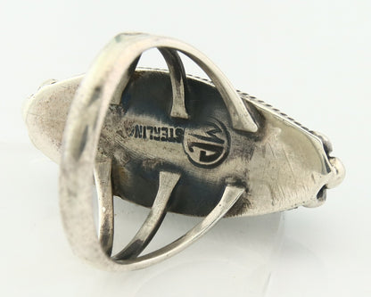 Vintage Navajo Ring 925 Sterling Silver Turquoise Signed MP Size 6.25