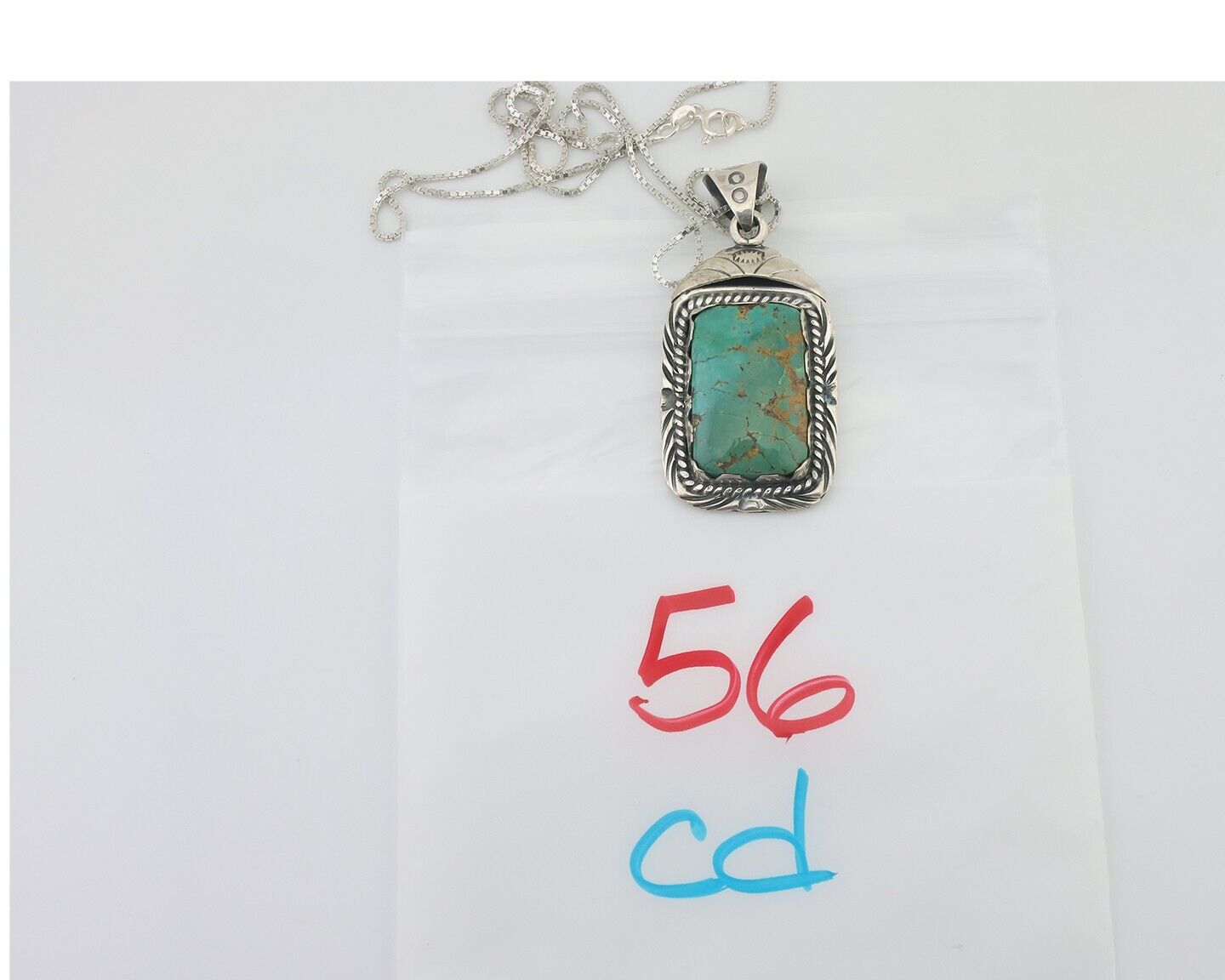 Navajo Necklace 925 Silver Turquoise Native Artist Signed Sunset C.80's