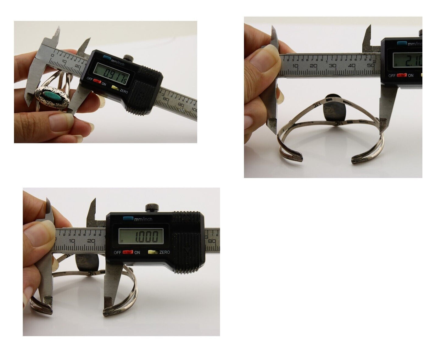 Navajo Hand Stamped Cuff Bracelet Turquoise 925 Silver Artist Signed IJC C.80's