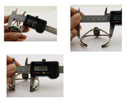 Navajo Hand Stamped Cuff Bracelet Turquoise 925 Silver Artist Signed IJC C.80's