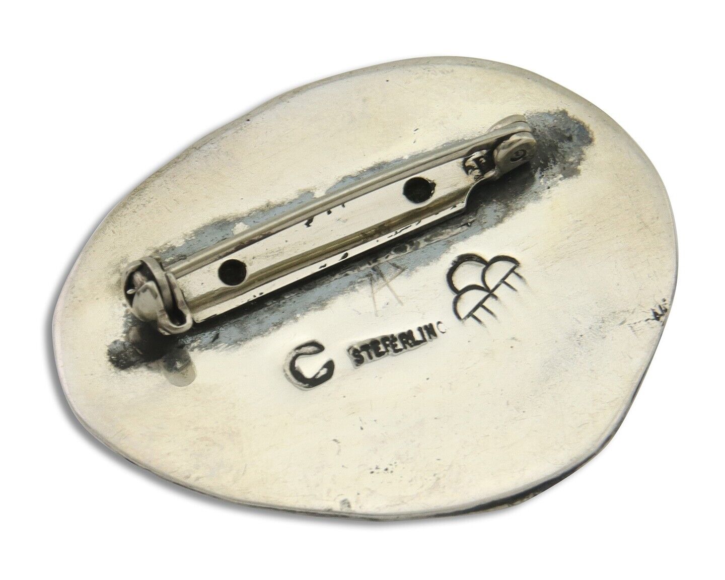 Navajo Pin 925 Silver Natural Mined Turquoise Artist Signed C Montoya C.80's