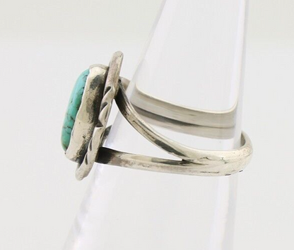 Navajo Ring 925 Silver Spiderweb Turquoise Native American Artist C.80's