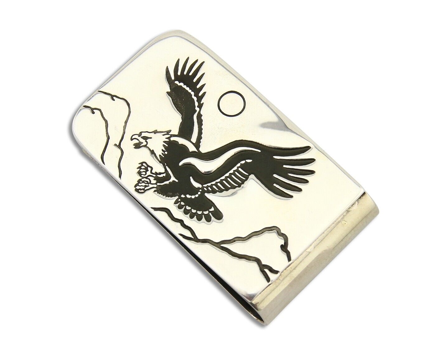 Navajo Eagle Money Clip .925 Silver & .999 Nickle Native American Artist C.80's