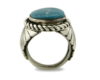 Navajo Ring .925 SOLID Silver Castle Dome Turquoise Signed Doug Zachary C.80's