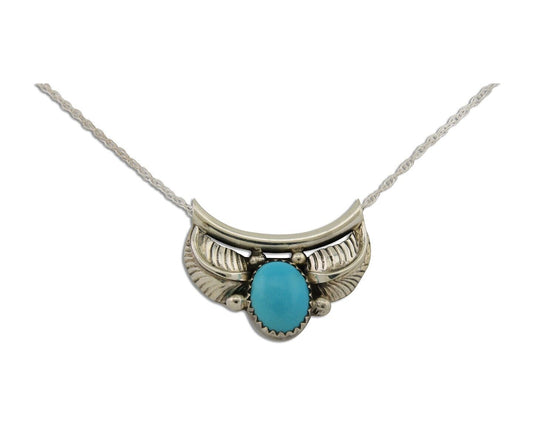Navajo Turquoise Necklace 925 Silver Signed Eugene Belone C.80's