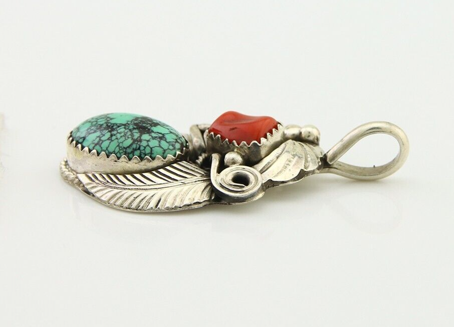 Navajo Necklace 925 Silver Spiderweb Turquoise Artist Signed Justin Morris C80s