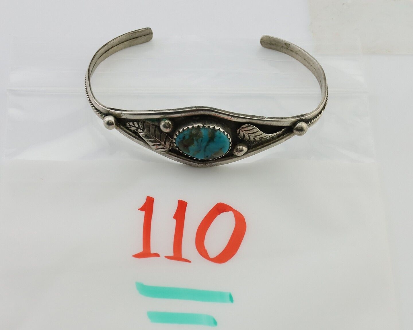 Navajo Handmade Bracelet 925 Silver Arizona Turquoise Native American C.80's