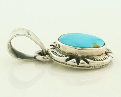 Navajo Pendant 925 Sterling Silver Natural Turquoise Vintage Artist Signed Gecko