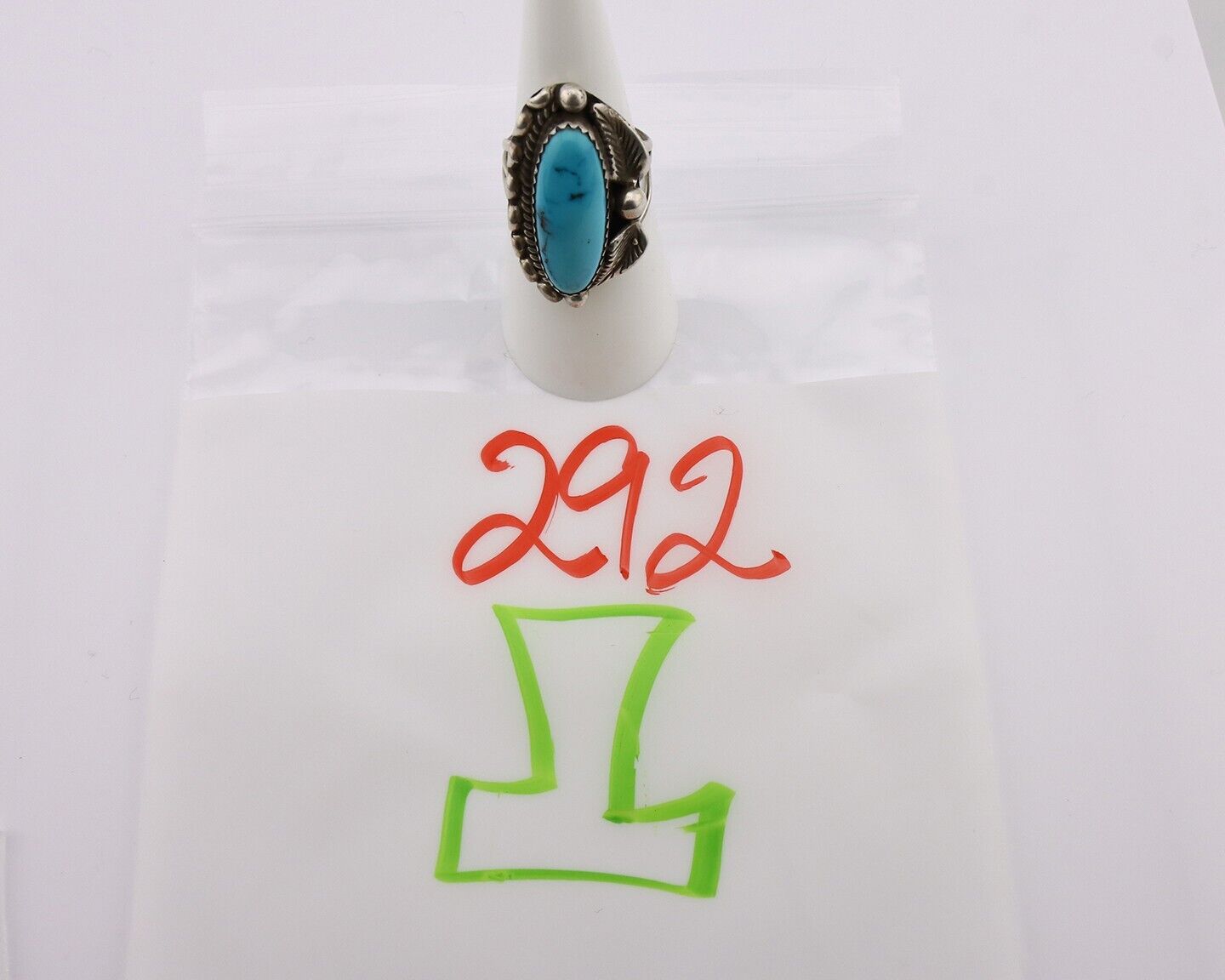 Navajo Ring 925 Silver Sleeping Beauty Turquoise Signed SC C.80's