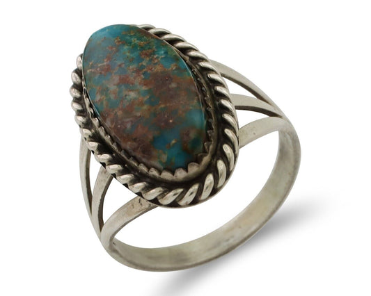 Navajo Ring 925 Silver Natural Turquoise Native American Artist C.80's