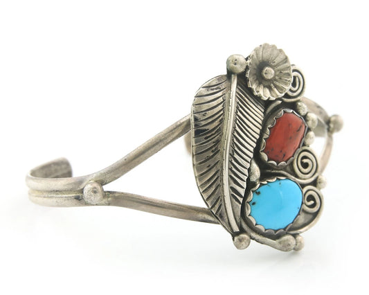 Navajo Cuff Bracelet Sterling Silver Natural Gemstone Vintage Native American
