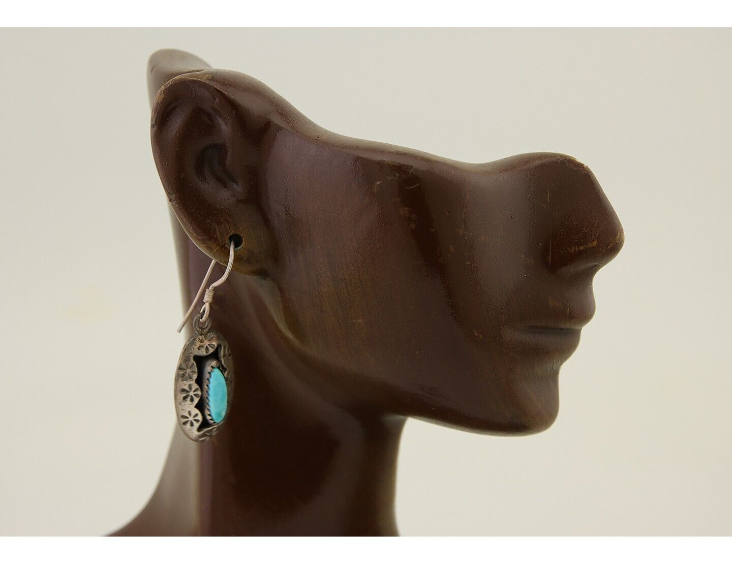 Navajo Dangle Earrings 925 Silver Natural Blue Turquoise Artist IJC C.80's