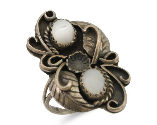 Vintage Handmade Navajo Ring Turquoise 925 Silver Size 7.25 C.80's