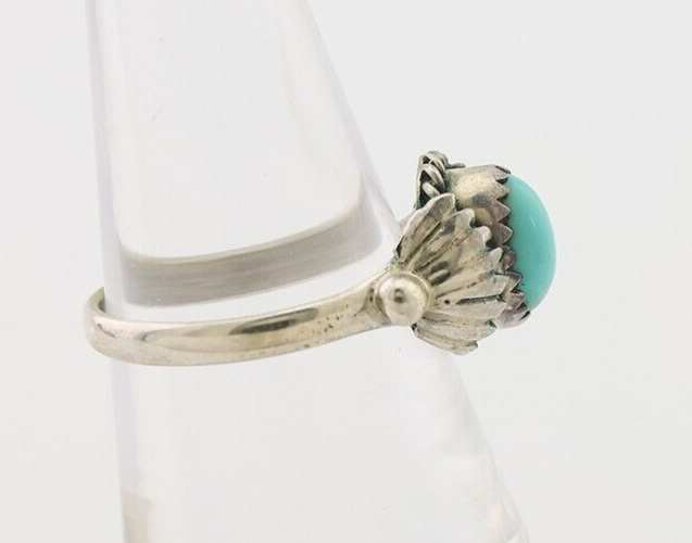 Navajo Ring 925 Silver Kingman Turquoise Native American Artist Made In 1985