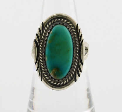 Navajo Ring 925 Silver Natural Turquoise Native American Artist C.80's