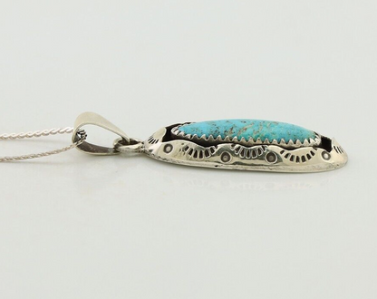 Navajo Necklace 925 Silver Kingman Turquoise Native American Artist C.80s