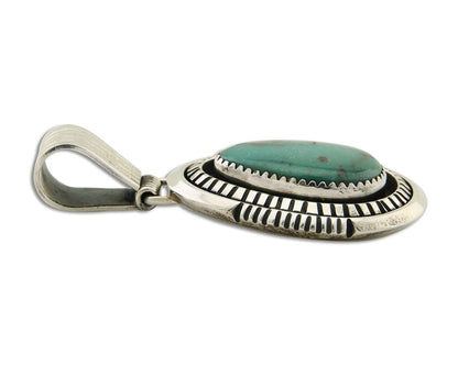 Navajo Pendant 925 Silver Natural Turquoise Artist Signed Lidia Begay C.80's