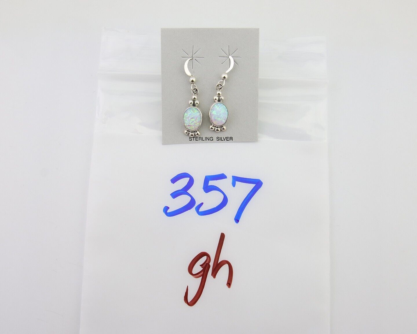 Navajo Dangle Earrings 925 Silver Natural Opal Artist Signed Montoya C.80's