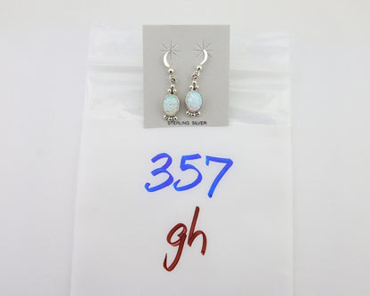 Navajo Dangle Earrings 925 Silver Natural Opal Artist Signed Montoya C.80's