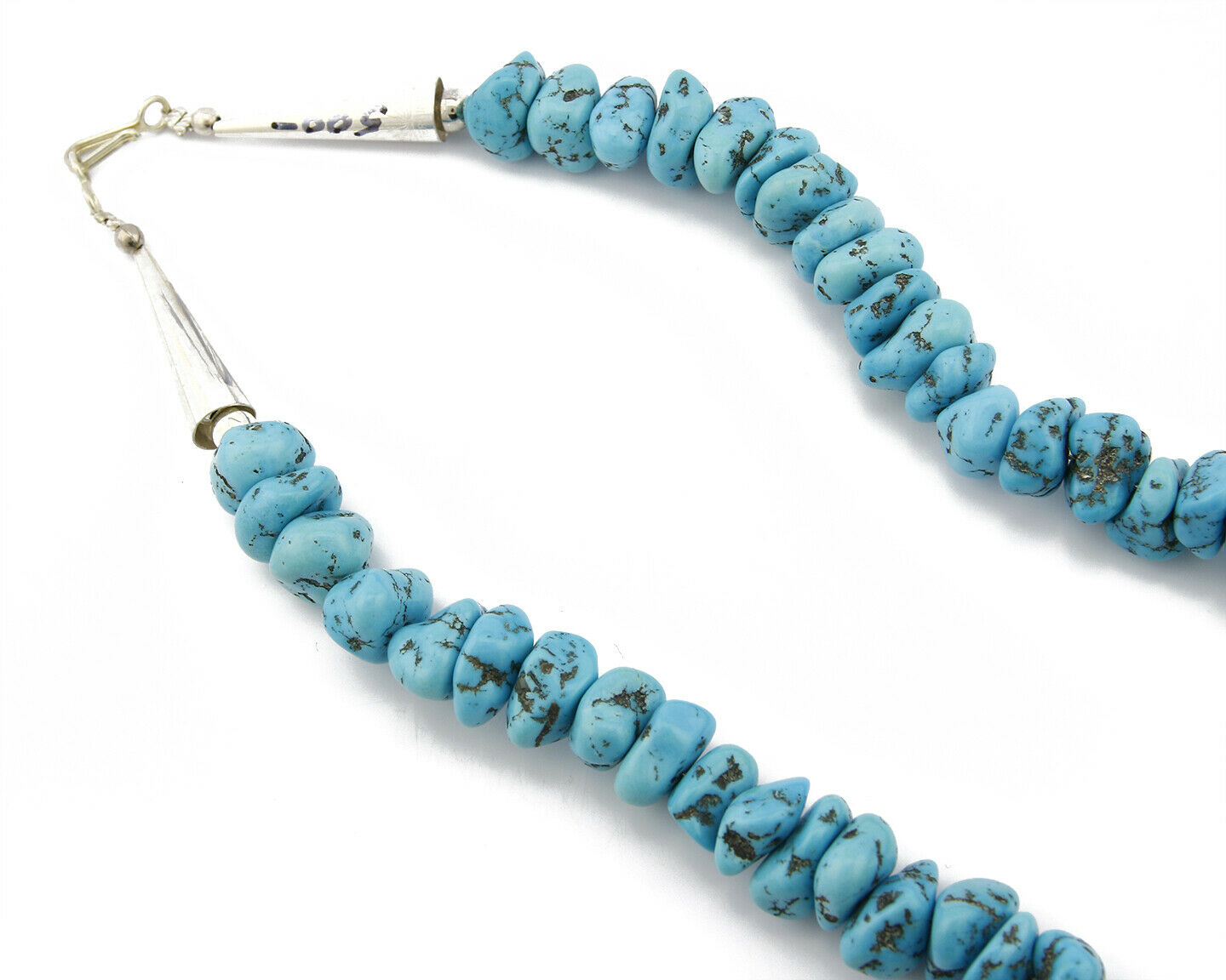 Navajo 24.1 mm Wide Undyed Nat. Blue Sleeping Beauty .925 Silver Necklace