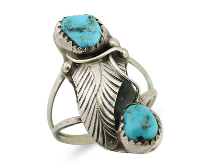 Navajo Handmade Ring 925 Silver Kingman Turquoise Native American Artist C.80's