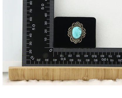 Vintage Navajo Ring 925 Sterling Silver Turquoise Signed W Size 6.0
