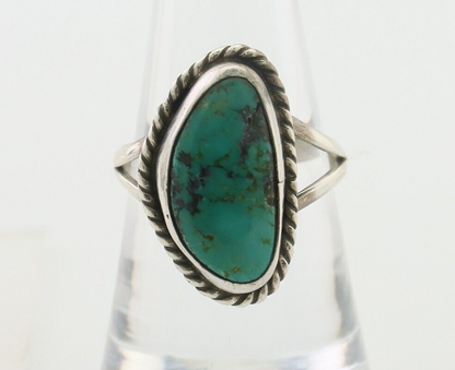 Navajo Ring 925 Silver Blue Gem Turquoise Artist Signed Rabbit Stick C.80's