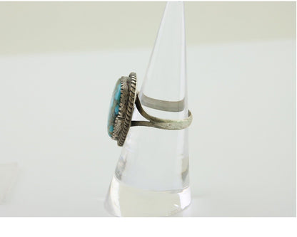 Navajo Ring 925 Silver Kingman Turquoise Native American Artist C.80's
