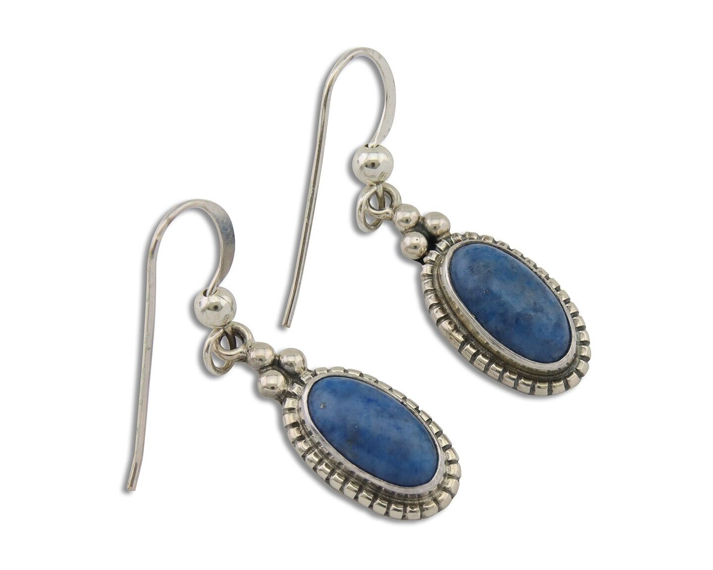 Navajo Dangle Earrings 925 Silver Natural Denim Lapis Signed Melissa Yazzie C80s