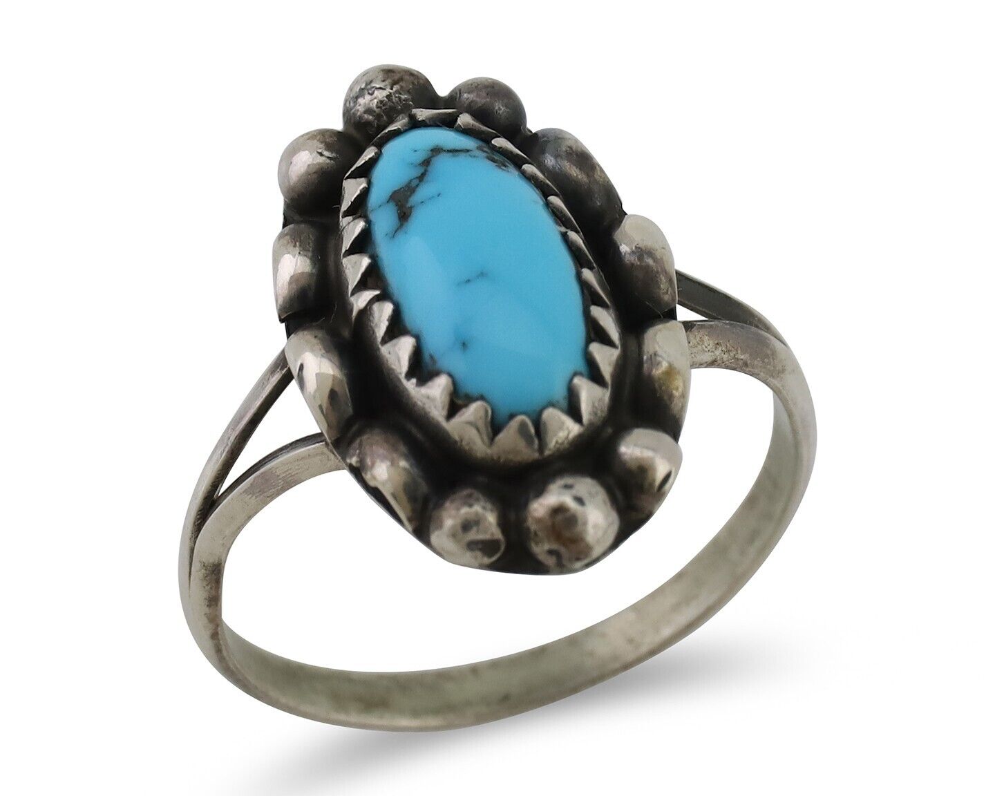 Navajo Handmade Ring 925 Silver Sleeping Beauty Turquoise Artist Signed SC C80s