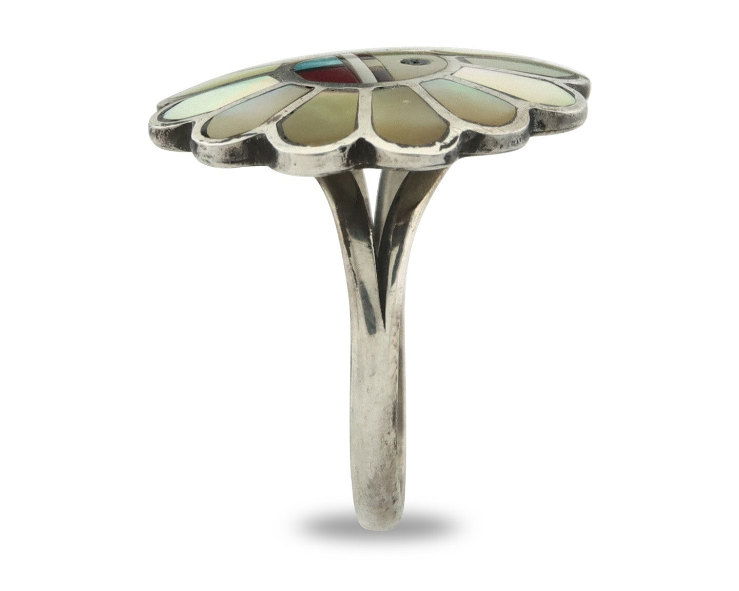 Vintage Zuni Ring 925 Sterling Silver Natural Gemstone Size 6.75