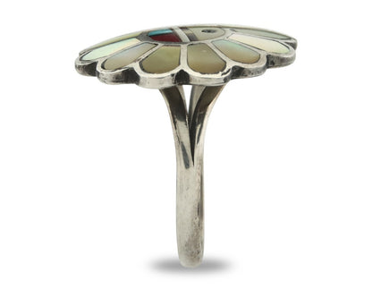 Vintage Zuni Ring 925 Sterling Silver Natural Gemstone Size 6.75