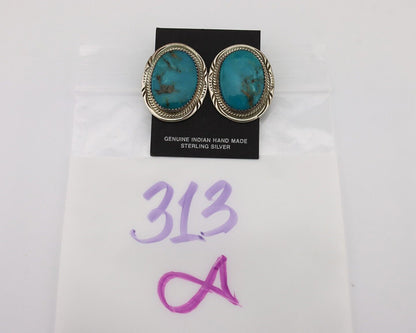 Navajo Earrings 925 Silver Kingman Turquoise Native American Artist C.80's