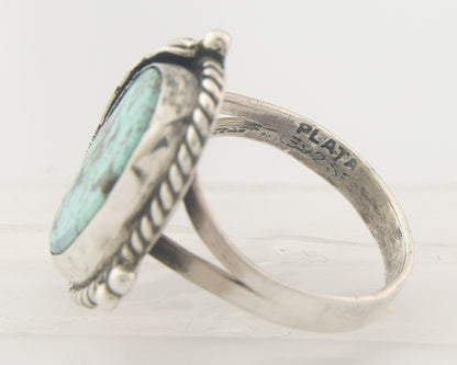 Vintage Navajo Ring 925 Sterling Authentic Traditional Turquoise Size 8.0