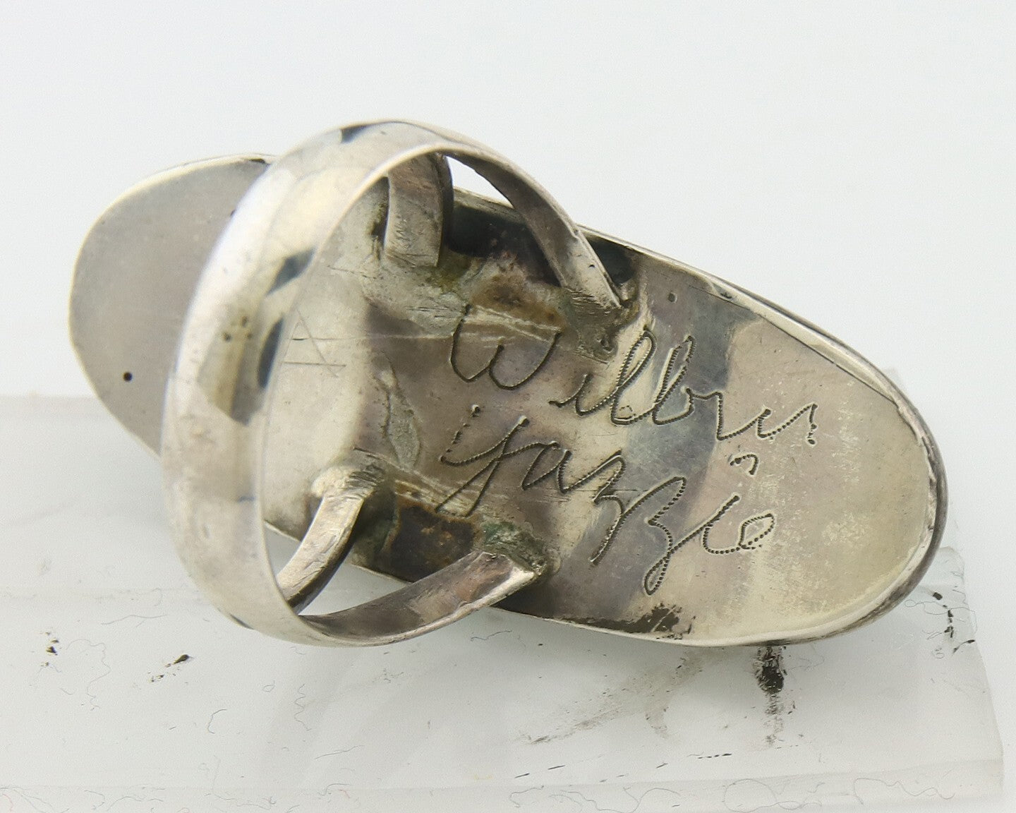 Vintage Navajo Ring 925 Sterling Silver Turquoise Signed Wilbur Yazzie Size 8.0