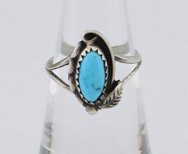 Navajo Handmade Ring 925 Silver Sleeping Beauty Turquoise Artist Signed SC C80s